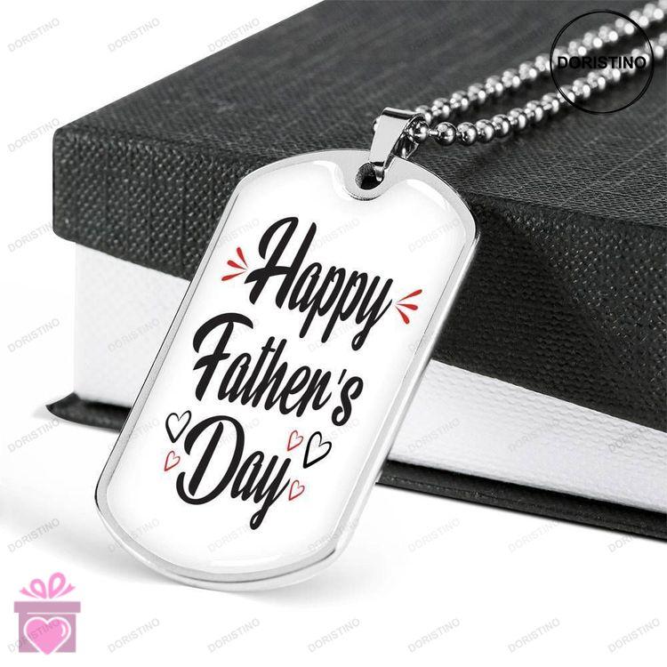 Dad Dog Tag Fathers Day Gift Happy Fathers Day Dog Tag Military Chain Necklace For Dad Dog Tag-4 Doristino Limited Edition Necklace