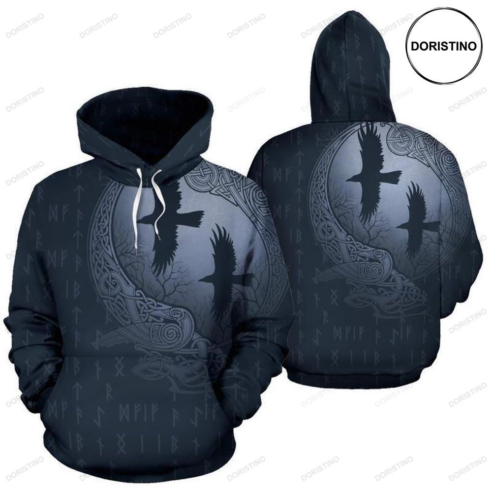 For The Vikings Lovers The Crow Fly All Over Print Hoodie