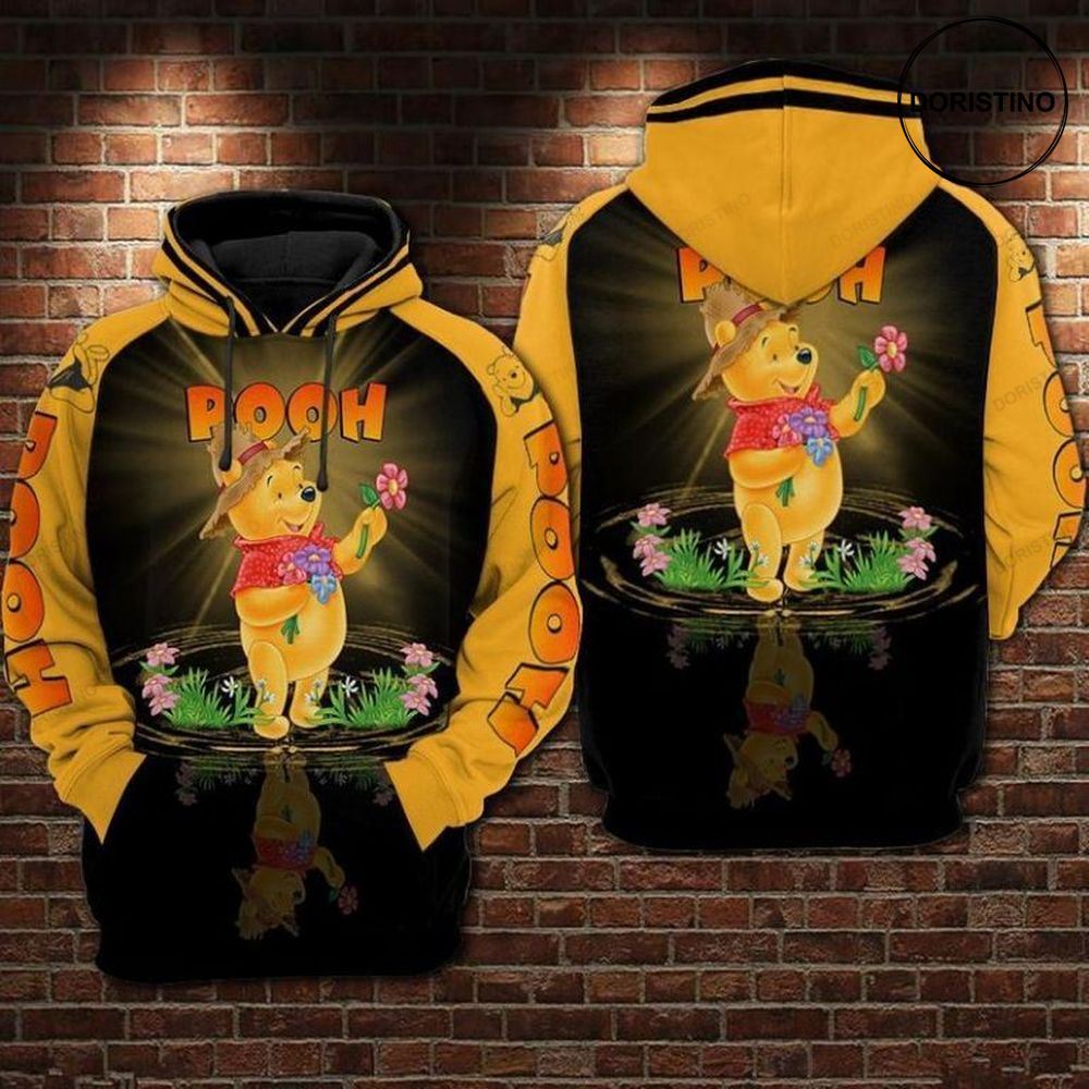 For Winnie The Pooh Lovers Water Reflection Effect Flower V3 All Over Print Hoodie
