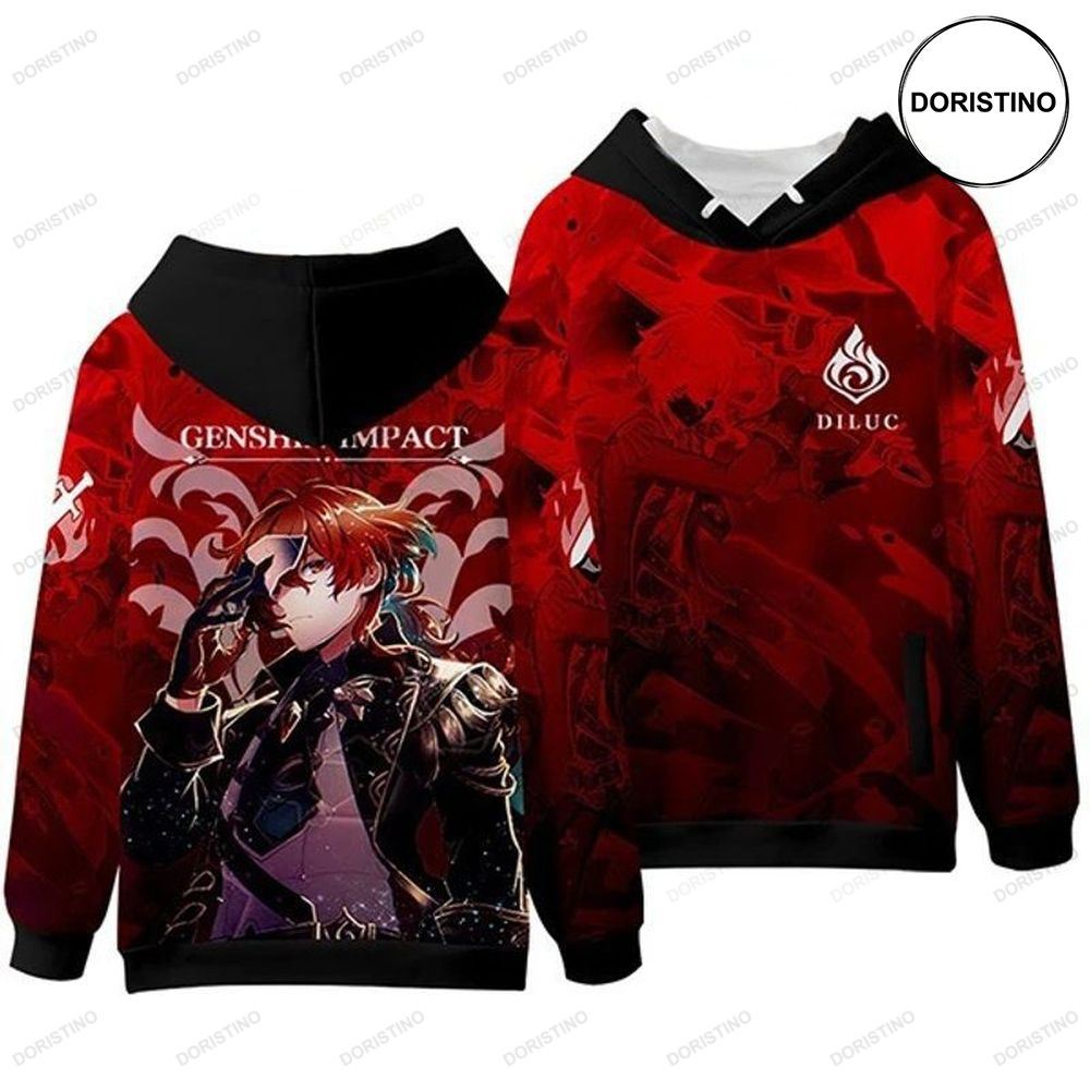 Game Genshin Impact Diluc Awesome 3D Hoodie