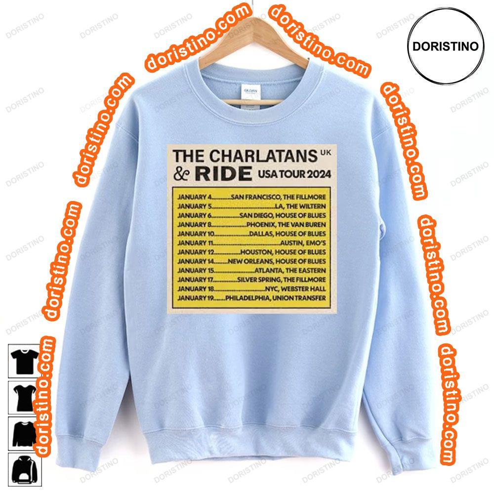 The Charlatans With Ride Tour 2024 Date Tshirt Sweatshirt Hoodie