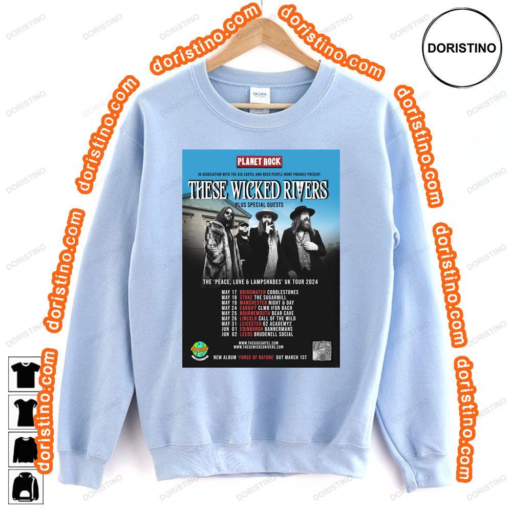 These Wicked Rivers Peace Love Lshades Tour 2024 Sweatshirt Long Sleeve Hoodie