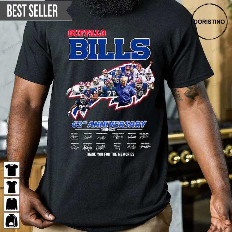 Bills 62nd Anniversary Thank You For The Memories Signatures Doristino Limited Edition T-shirts