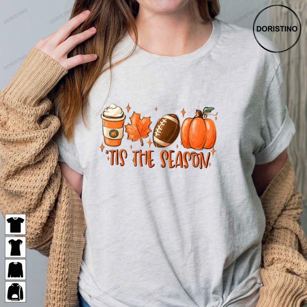 Tis The Season Thanksgiving Thankful Tee Fall Hello Pumpkin Family Matching Fall Football Awesome Shirts