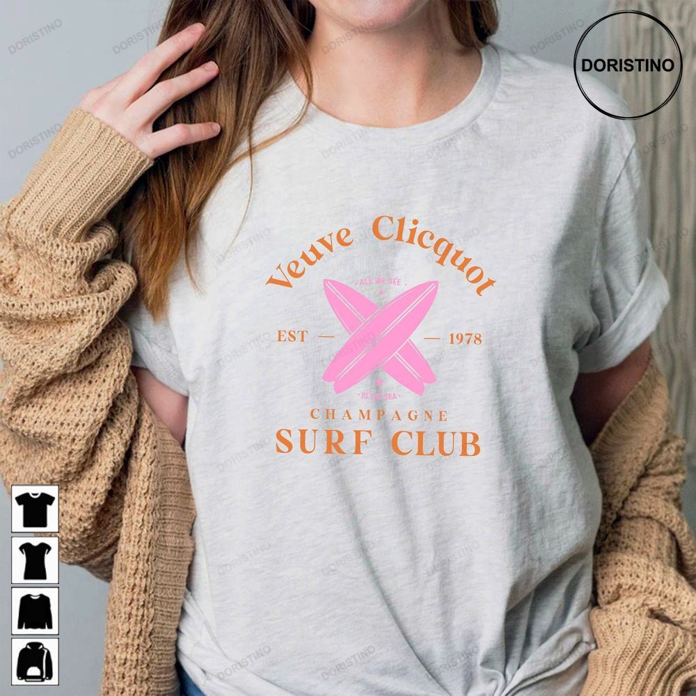 Vueve Clicquot Surf Club Surf Country Club Surf Club Preppy Crewneck Hamptons Ver Limited Edition T-shirts