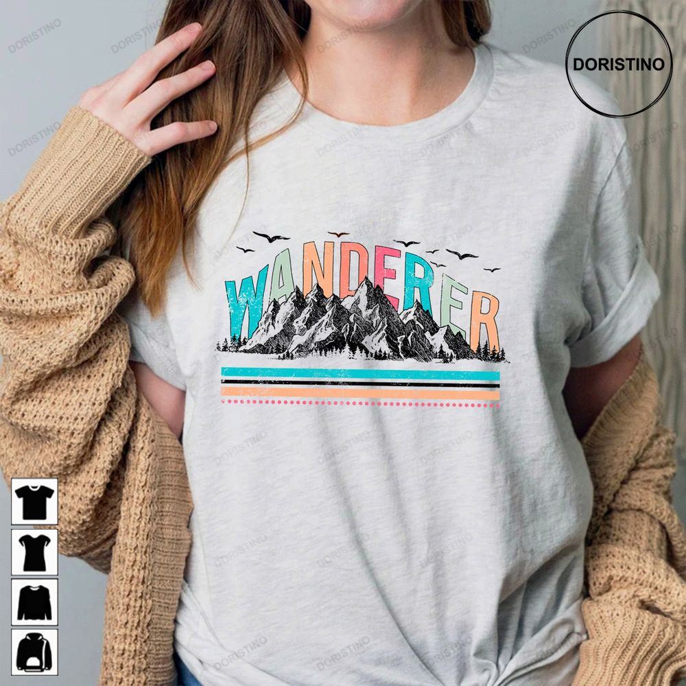 Wanderer Mountain Crewneck Camper Travel Girls Weekend Trip Outdoor-cousin Crew-adventure-forest Limited Edition T-shirts