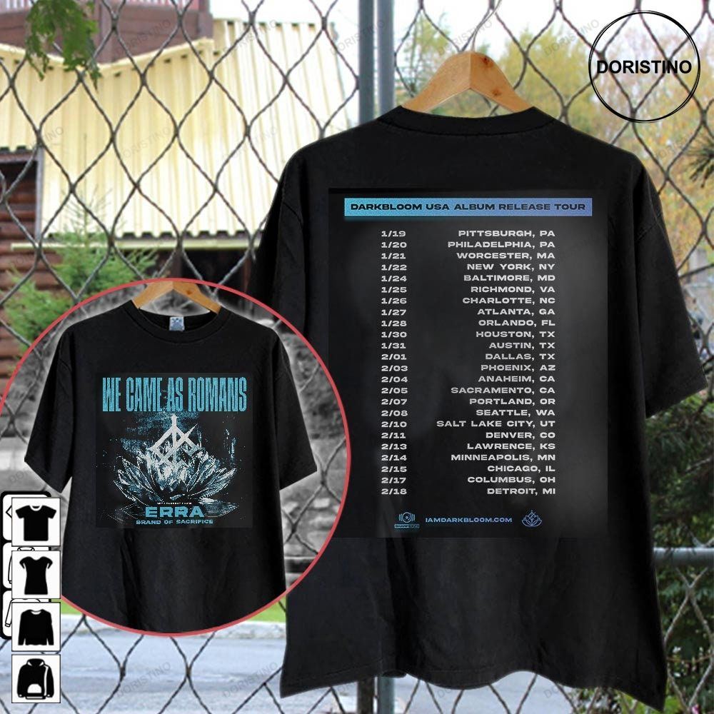 Wcar -darkbloom We Came As Romans Tour Dates 2023 World Tour Double Sided Music Tour 2023 Day Awesome Shirts