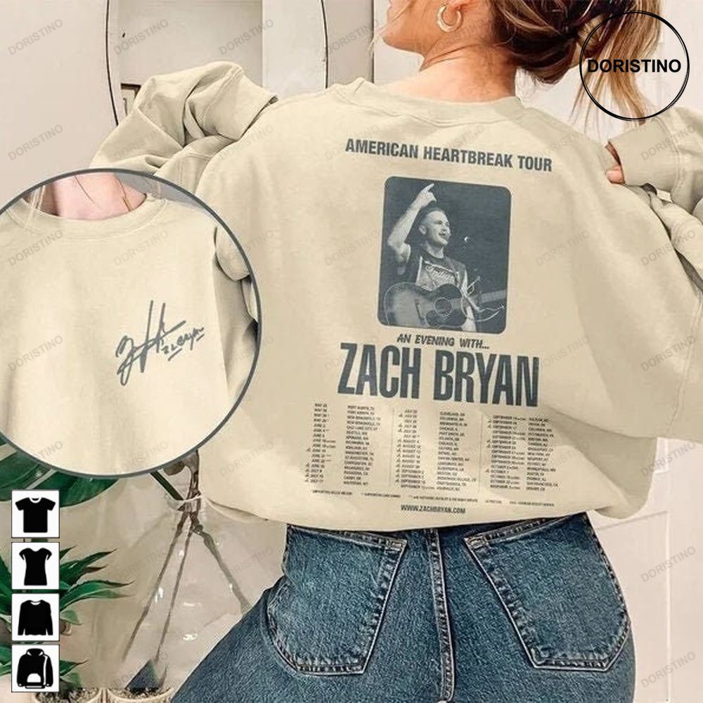 Zach Bryan American Heartbreak Tour 2022 Vintage Tour Music Zach Bryan Fan Country Music Limited Edition T-shirts