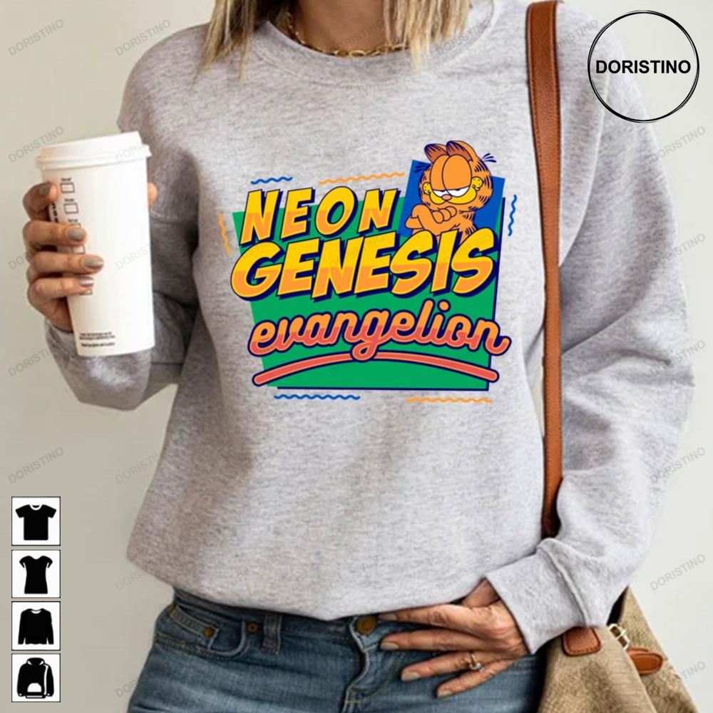 Cute Neon Genesis Evangelion Garfield Awesome Shirts