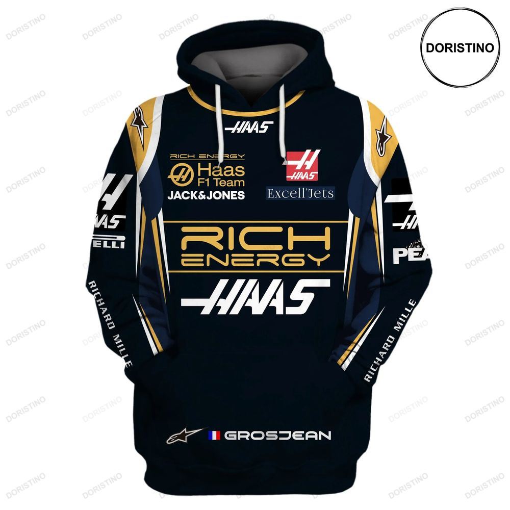 Rich Energy Haas F1 Racing Team Haas Grosjean Team Awesome 3D Hoodie