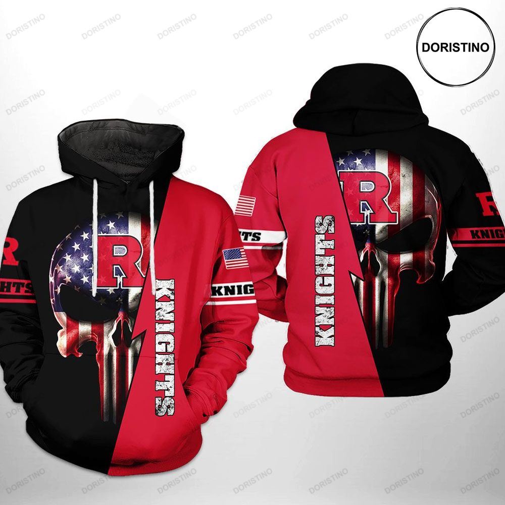 Rutgers Scarlet Knights Ncaa Us Flag Skull Awesome 3D Hoodie