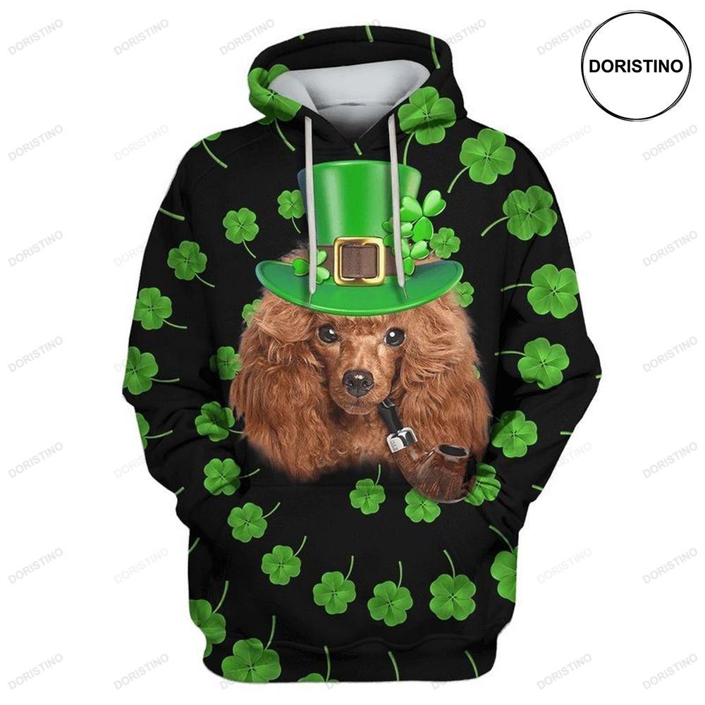 Saint Patrick Day Poodle Apparel Green All Over Print Hoodie