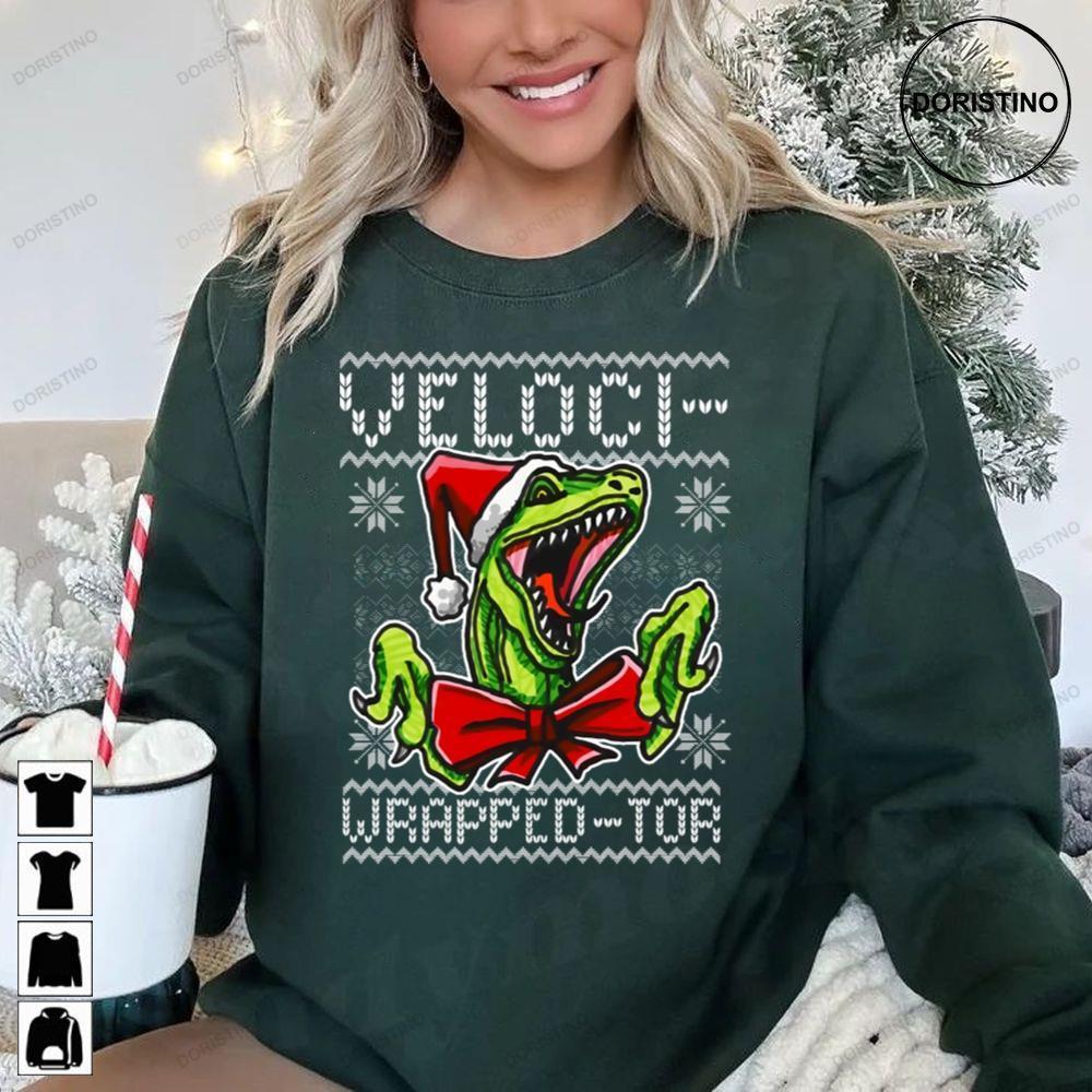 Funny Velociraptor Wrapped Tor Dinosaur Themed Ugly Christmas 2 Doristino Trending Style