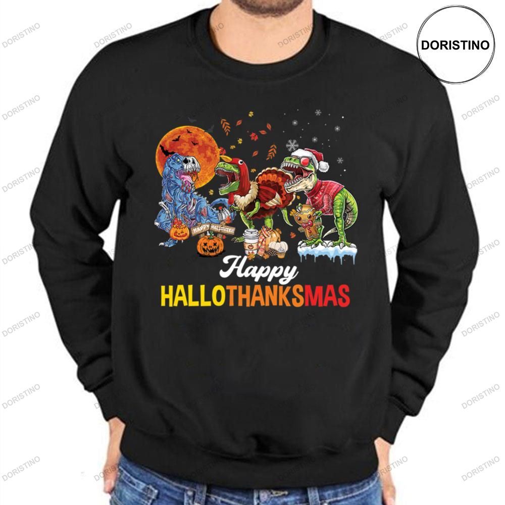 T-rex Cosplay Zombie Turkey And Santa Halloween Hallothanksmas Awesome Shirt