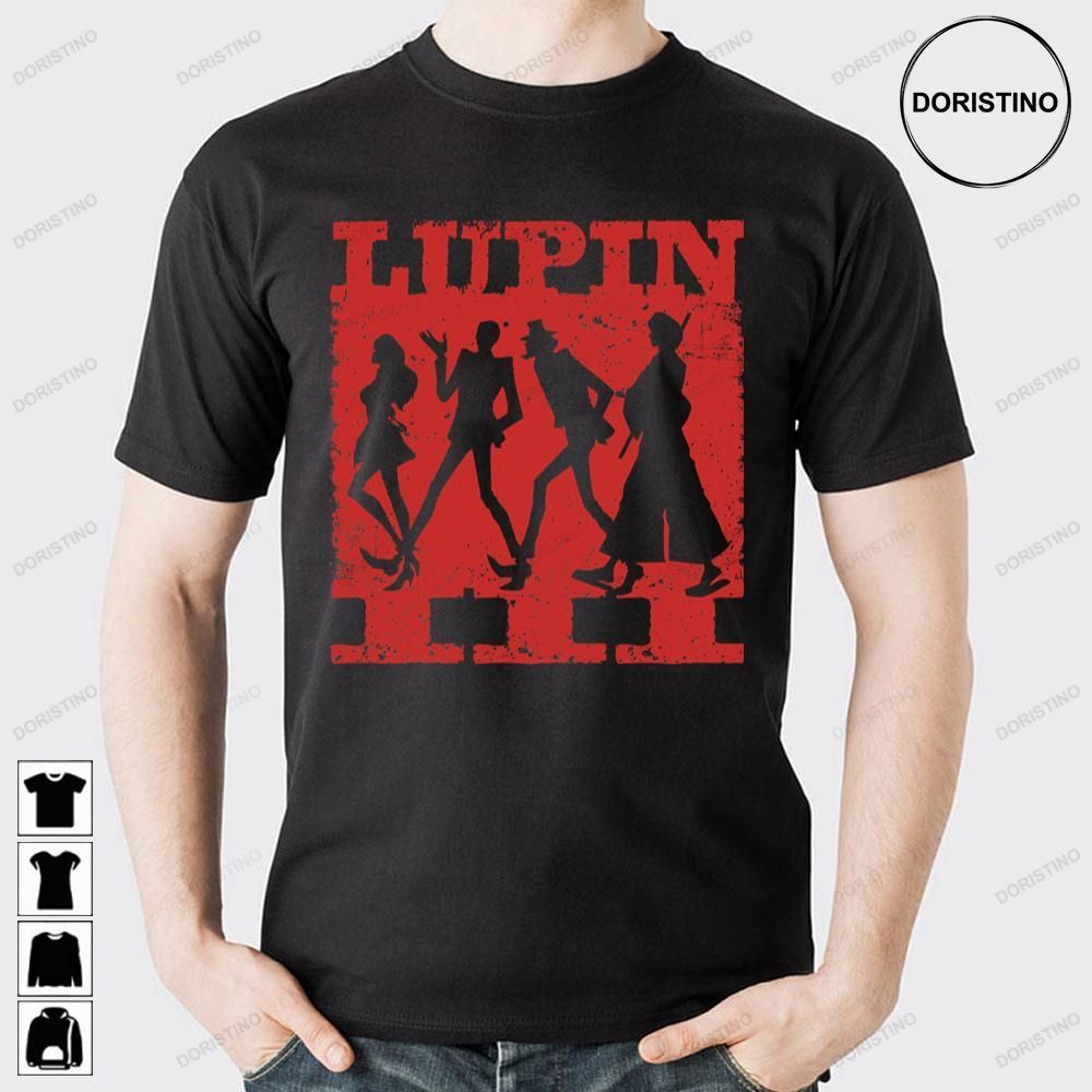 Red Vintage Background Daisuke Jigen Lupin Iii Awesome Shirts