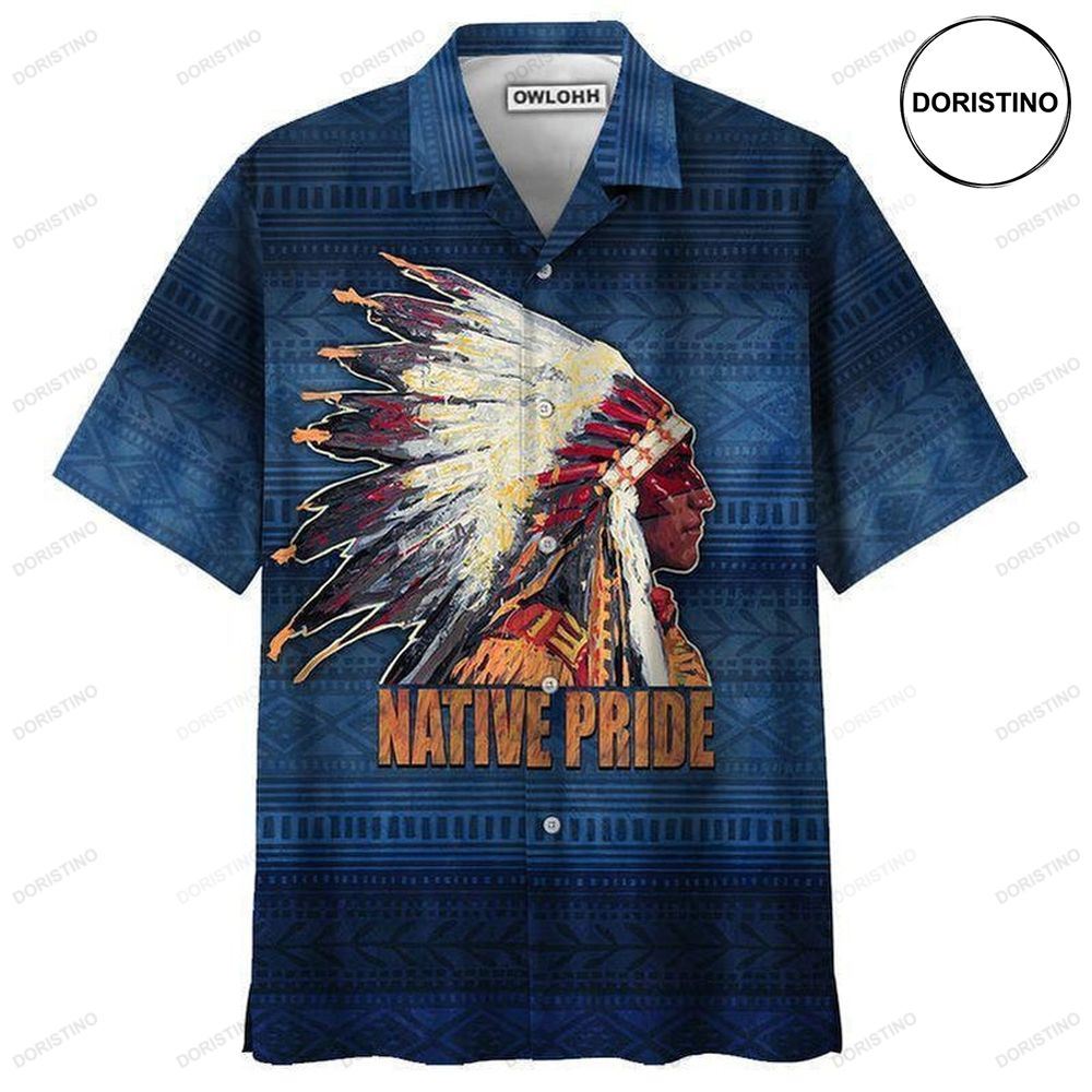 Native Pride Love Peace Blue Hawaiian Shirt