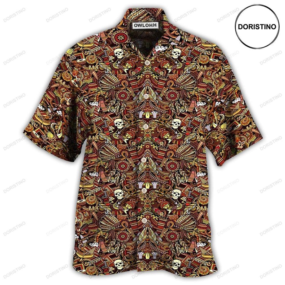 Native Skull Pattern Cool Awesome Hawaiian Shirt