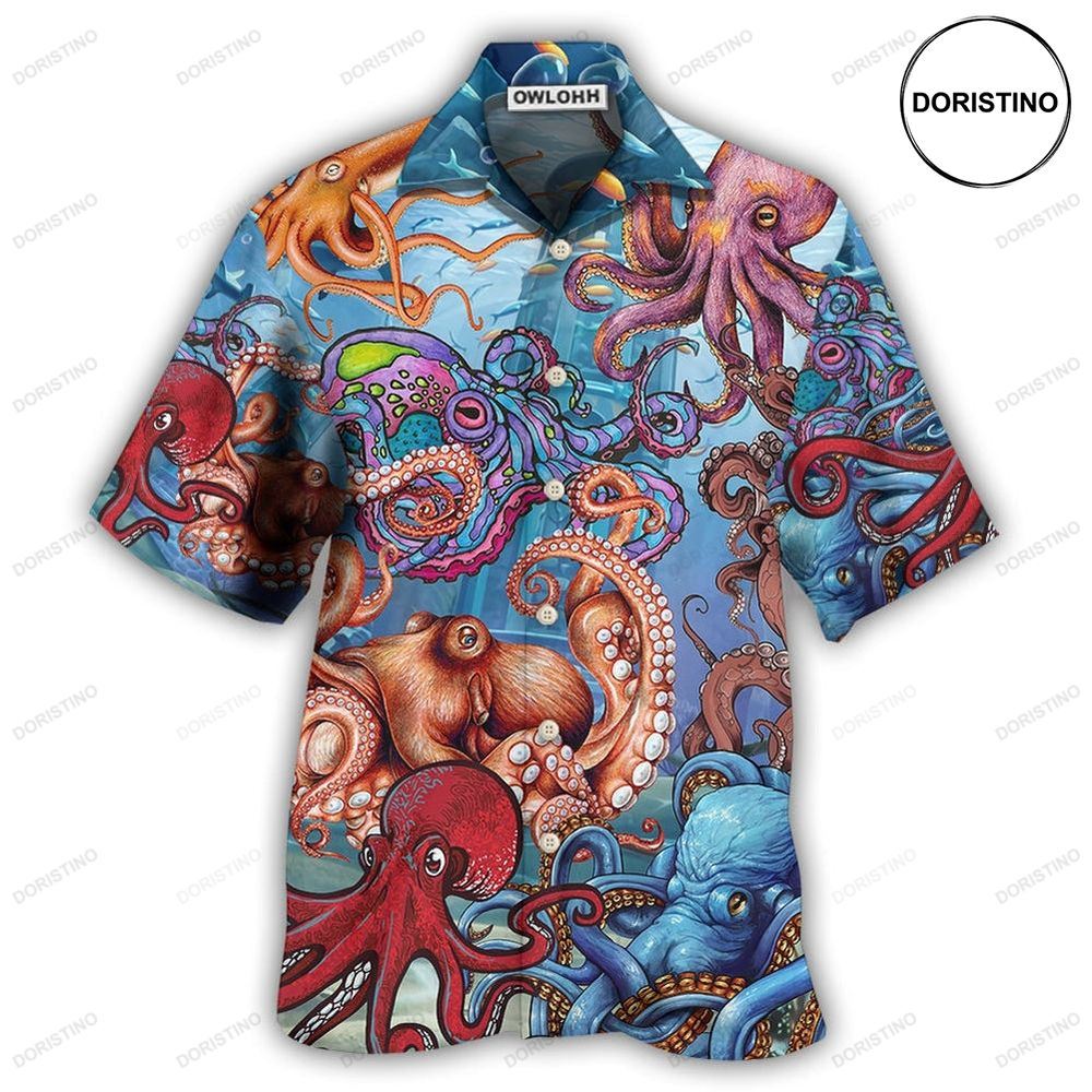 Octopus Colorful Octopus In The Ocean Want To Play Hawaiian Shirt