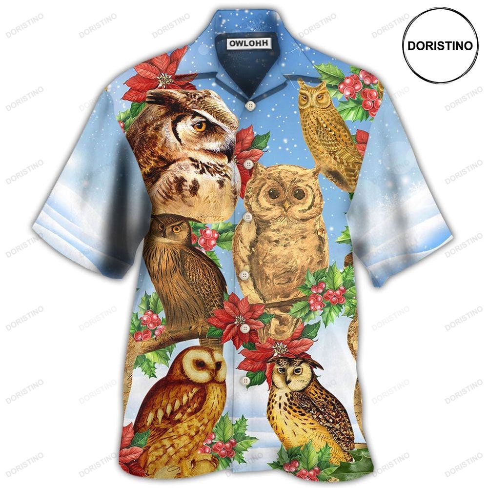 Owl Retro Merry Christmas Happy Limited Edition Hawaiian Shirt