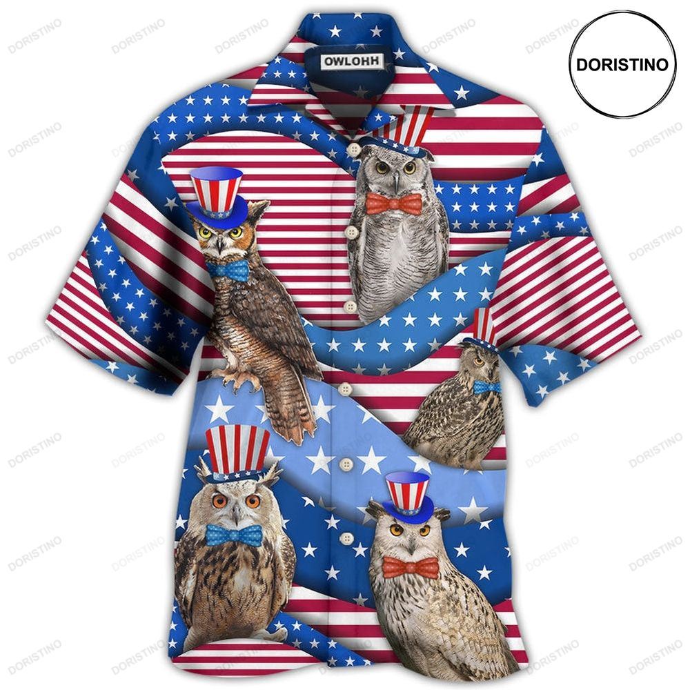 Owl Usa Flag Independence Day Awesome Hawaiian Shirt