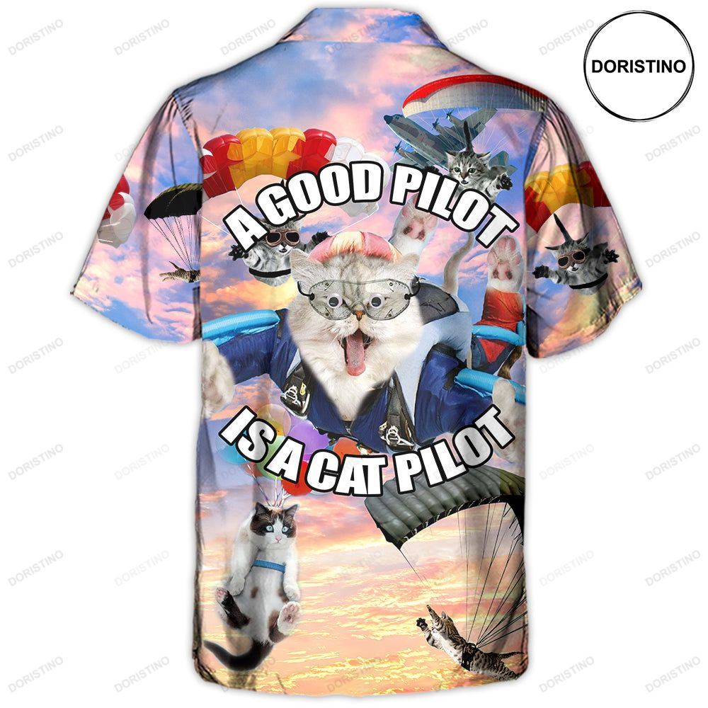 Parasailing A Good Pilot Is A Cat Pilot Awesome Hawaiian Shirt