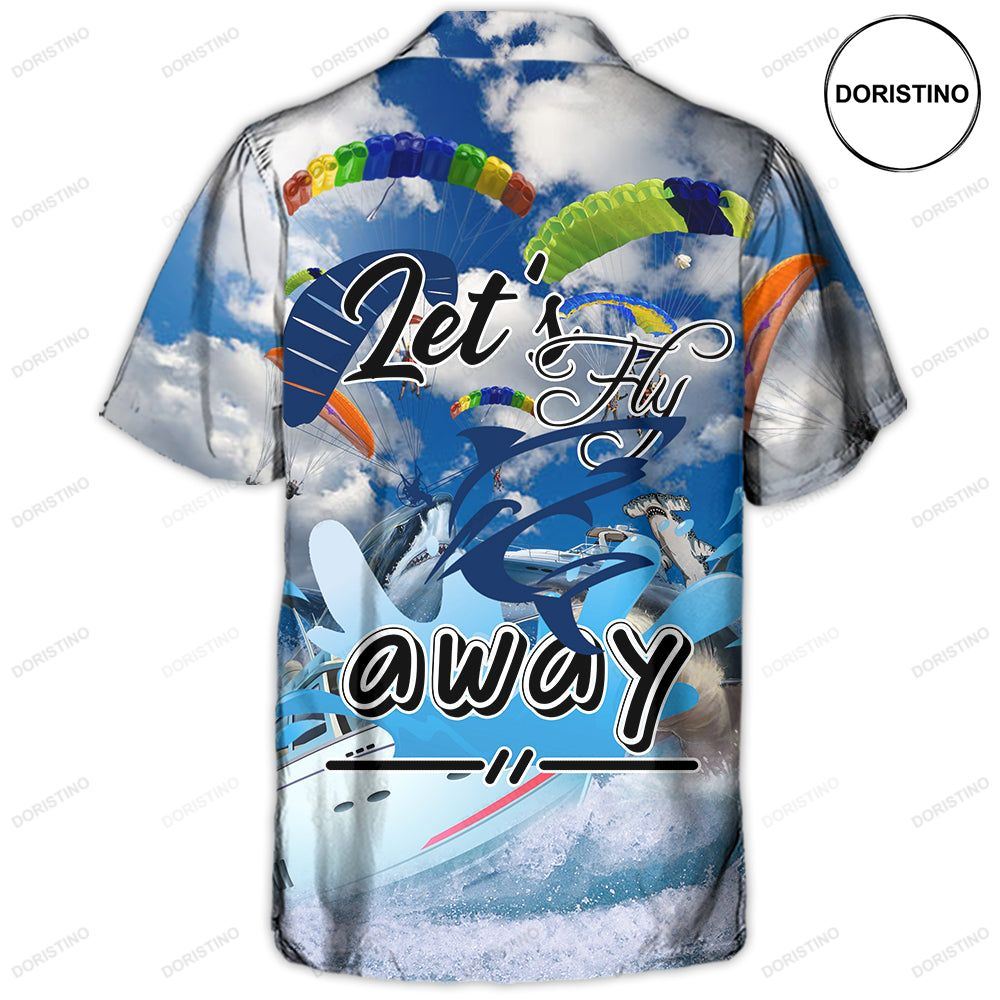 Parasailing Let's Fly Away With Shark Hawaiian Shirt