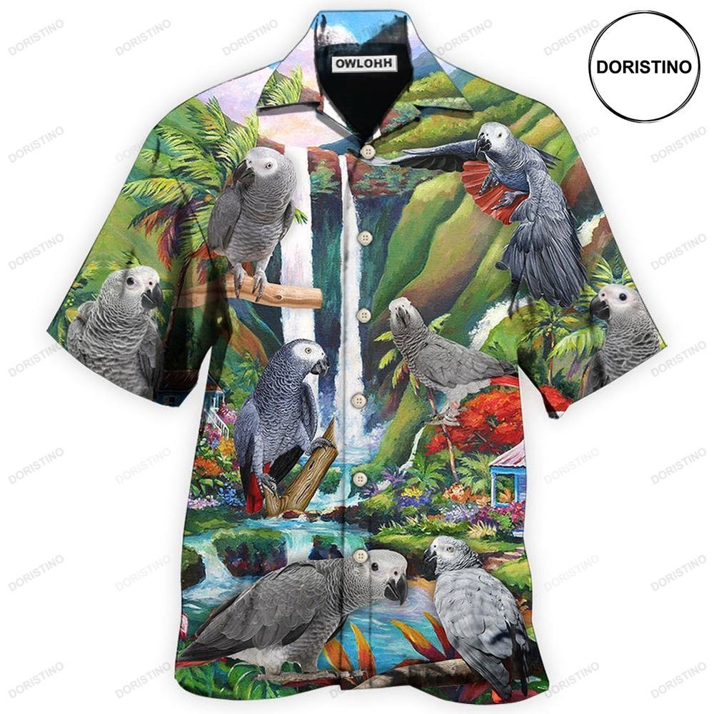 Parrot African Grey Hawaiian Shirt