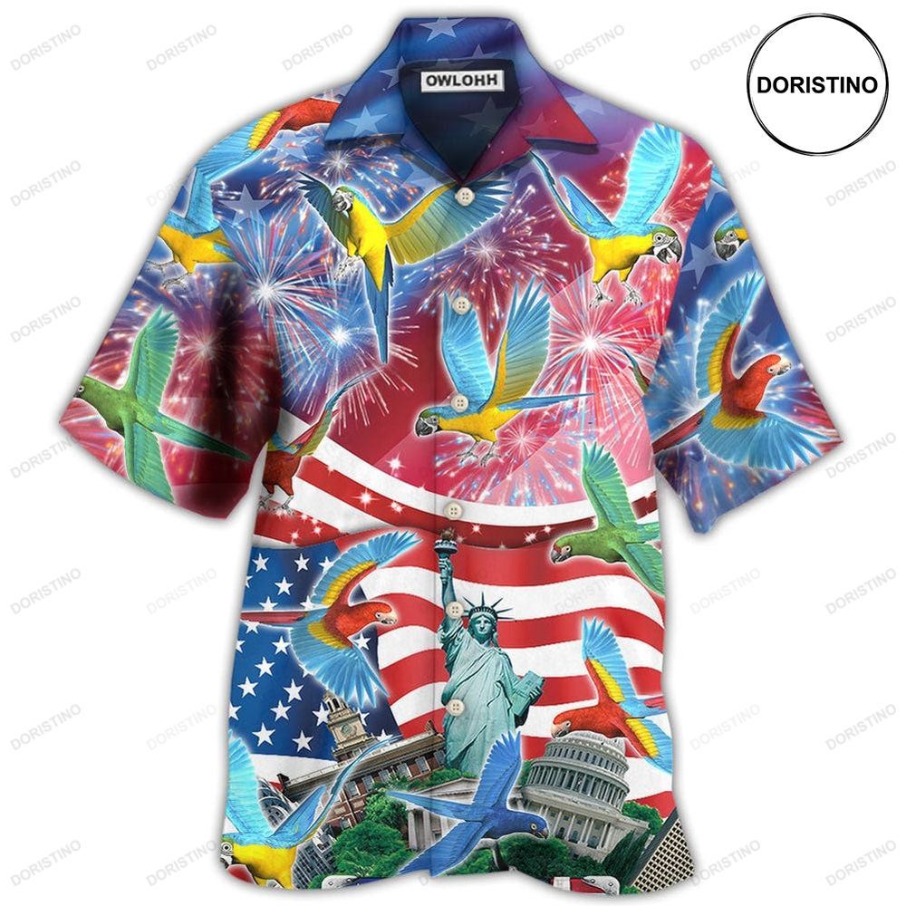 Parrot America Flag Independence Day Awesome Hawaiian Shirt