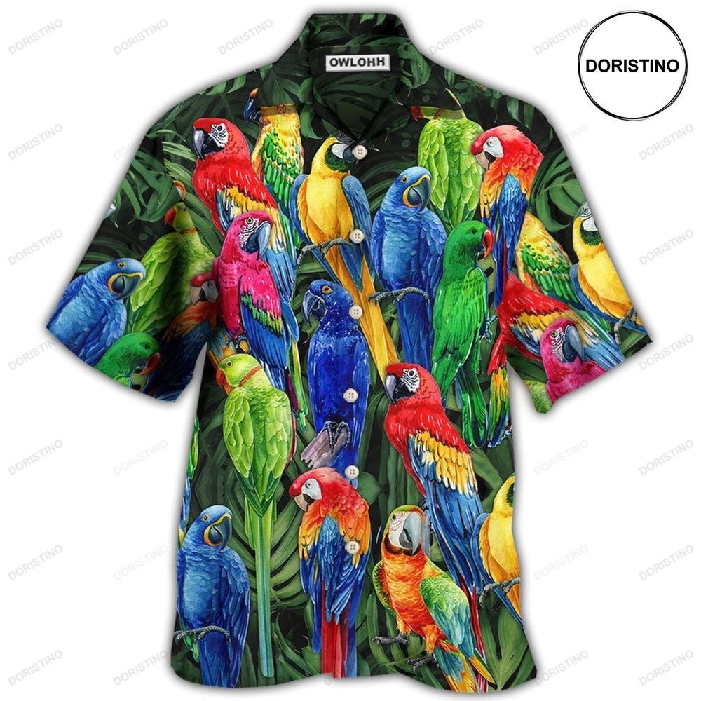 Parrot Family Colorful Tropical Awesome Hawaiian Shirt