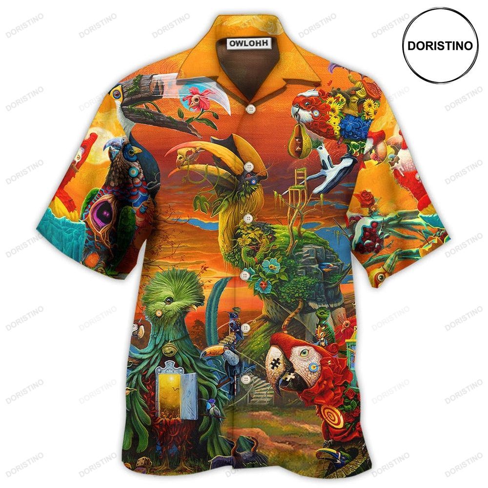 Parrot In A Flock Of A Pigeon Hawaiian Shirt