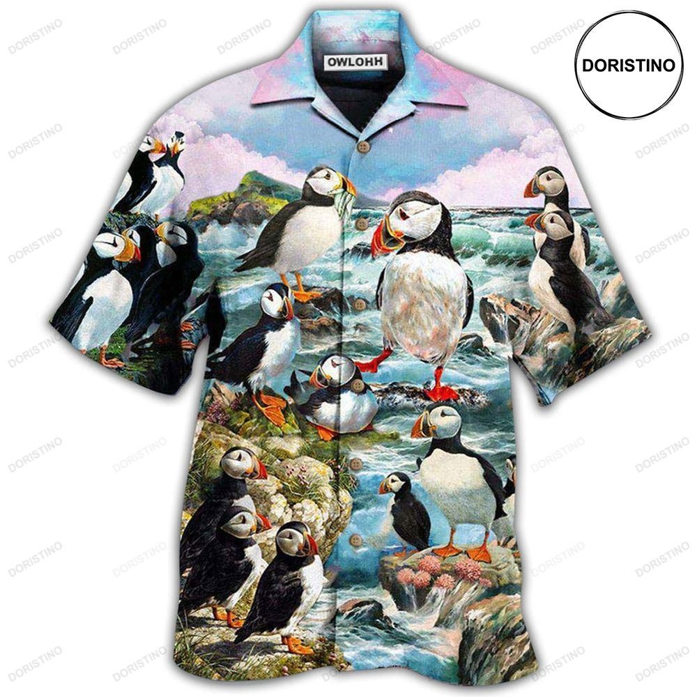 Penguin Animals Penguins On The Coast And Blue Sky Limited Edition Hawaiian Shirt