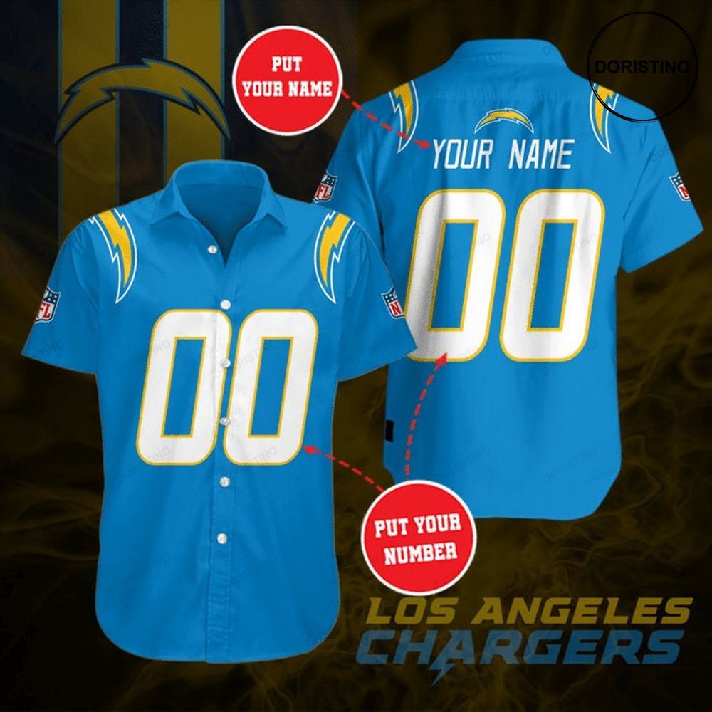 Personalized Los Angeles Chargers Short Sleeve Hgi070 Awesome Hawaiian Shirt
