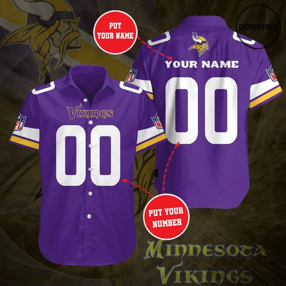 Personalized Minnesota Vikings Short Sleeve Hgi053 Hawaiian Shirt