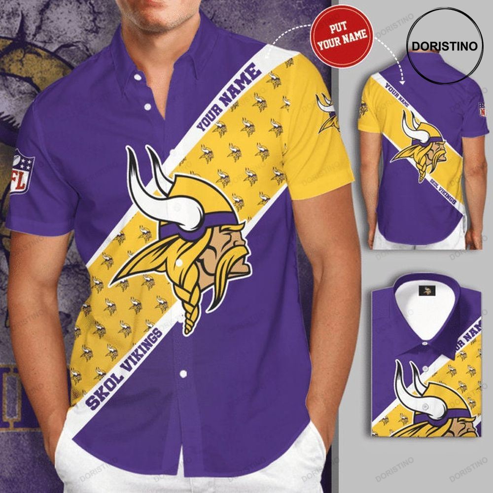 Personalized Minnesota Vikings Short Sleeve Hgi054 Awesome Hawaiian Shirt