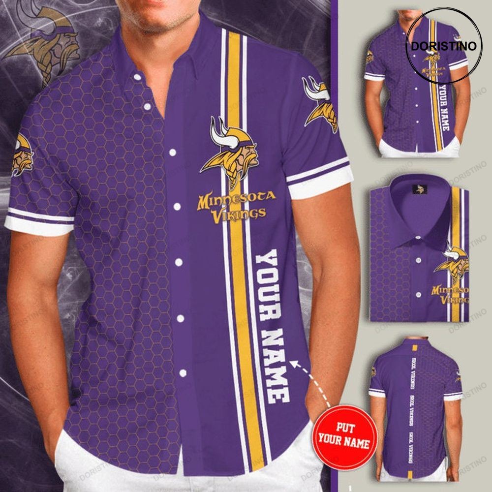 Personalized Minnesota Vikings Short Sleeve Hgi056 Hawaiian Shirt