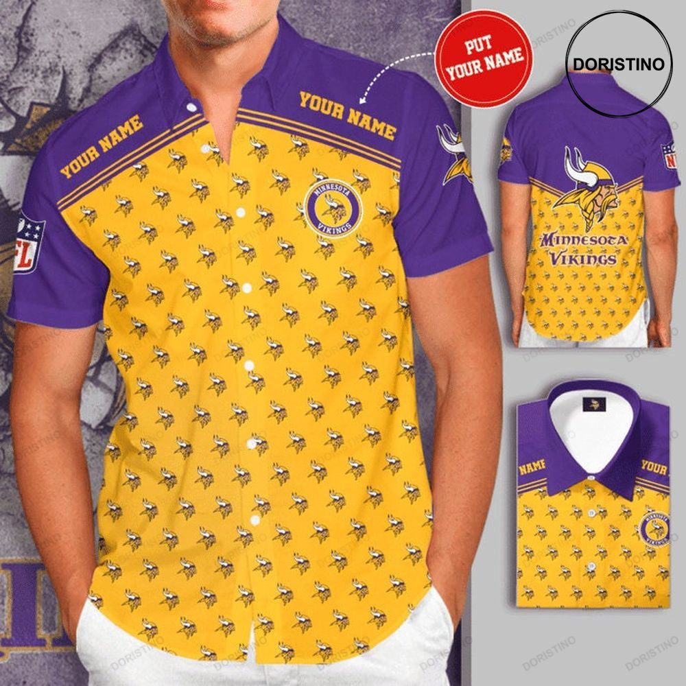 Personalized Minnesota Vikings Short Sleeve Hgi057 Hawaiian Shirt