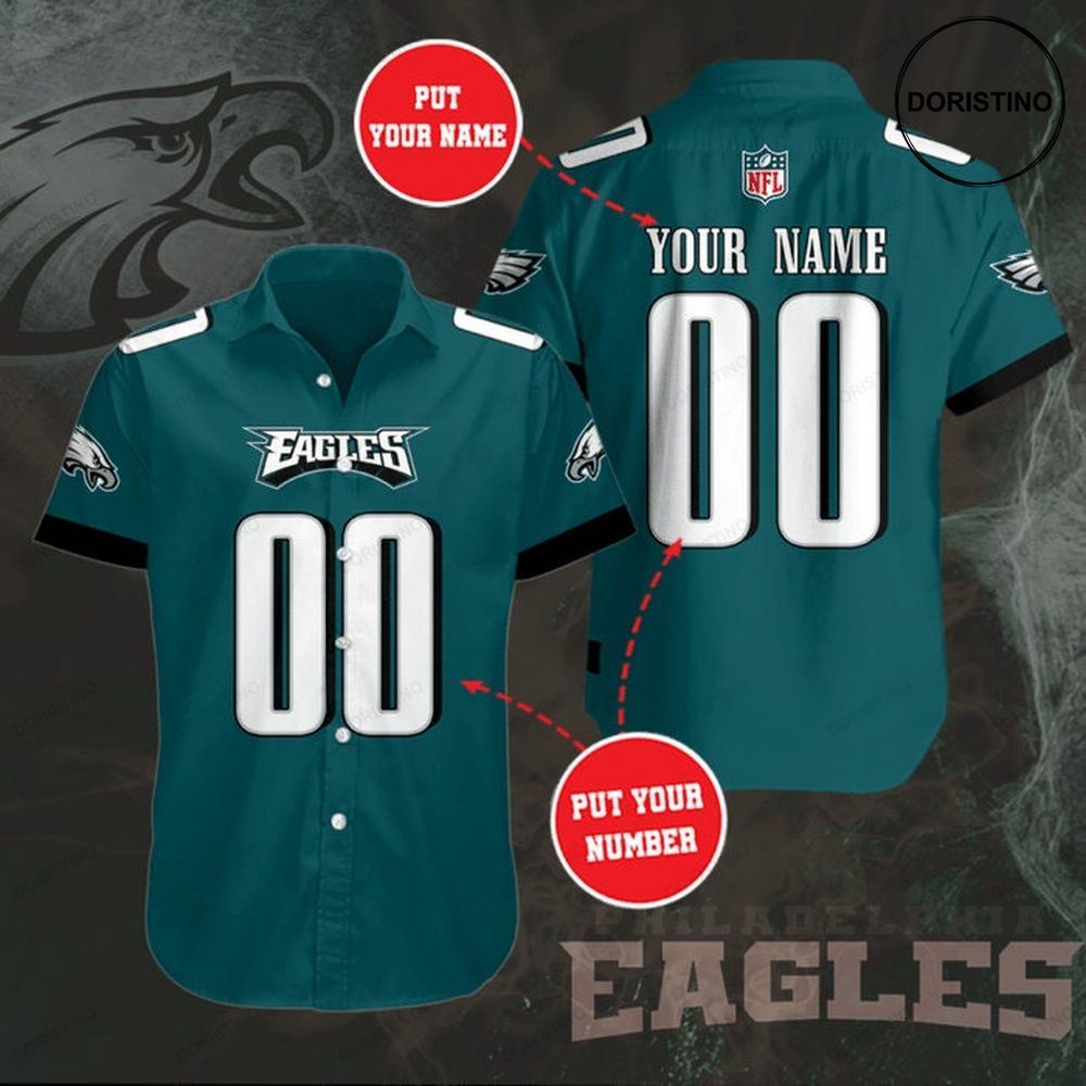 Personalized Philadelphia Eagles Short Sleeve Hgi027 Awesome Hawaiian Shirt