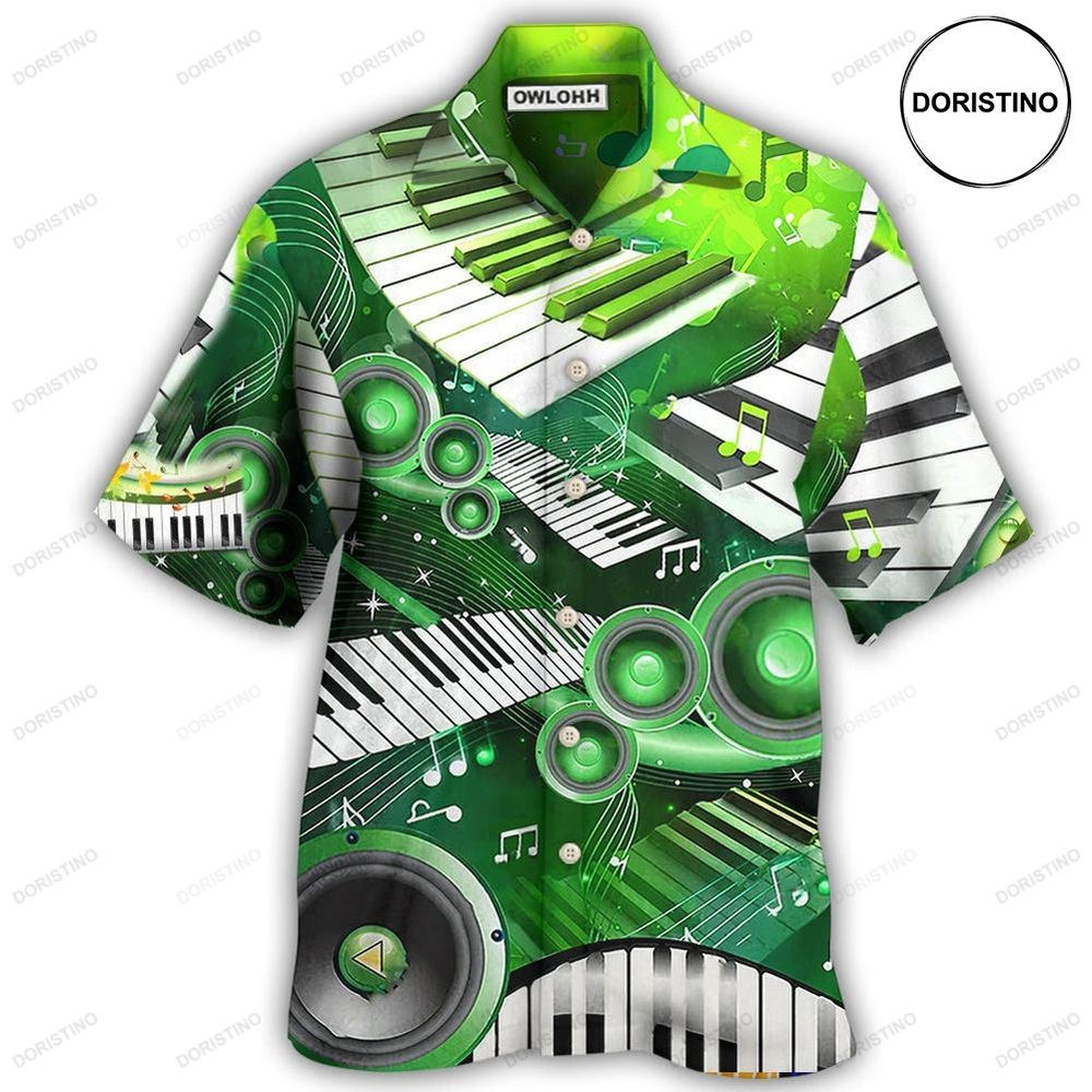Piano Music Love Green Hawaiian Shirt