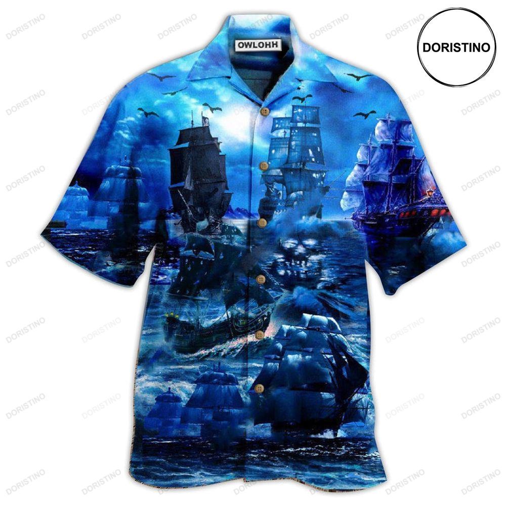 Pirate Ship Under The Romantic Moonlight Fantastic Awesome Hawaiian Shirt