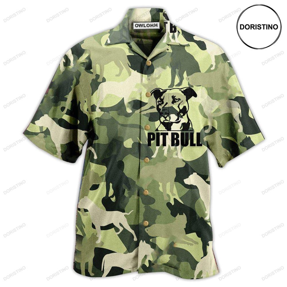 Pitbull Camouflage Hawaiian Shirt