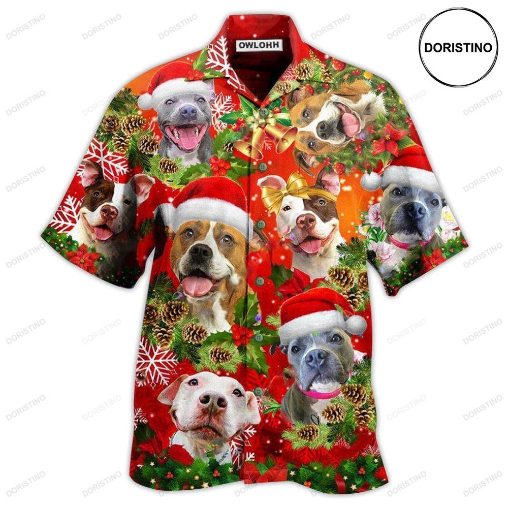 Pitbull Christmas Dogs Are Family Hawaiian Shirt