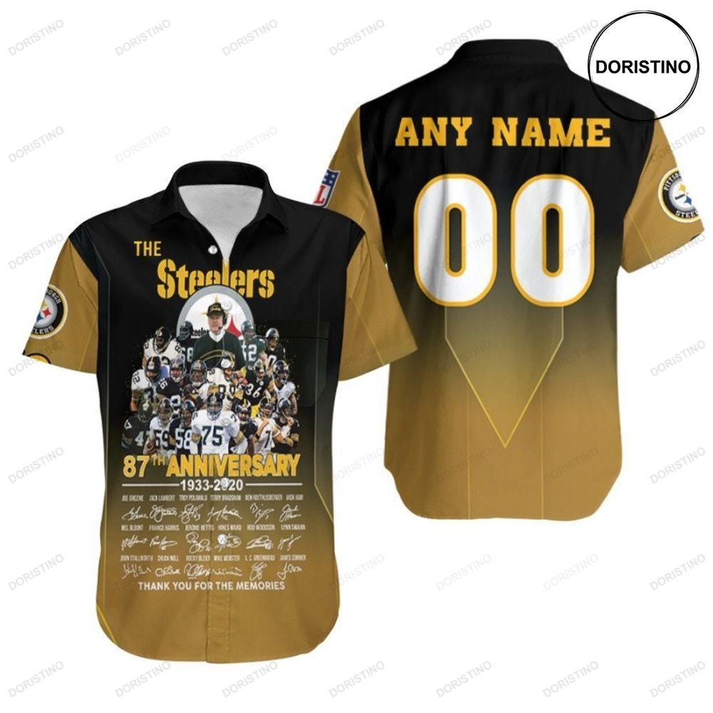 Pittsburgh Steelers 87th Anniversary 1933 2020 Thank You For The Memories Nfl 3d Custom Name Number For Steelers Fans Limited Edition Hawaiian Shirt