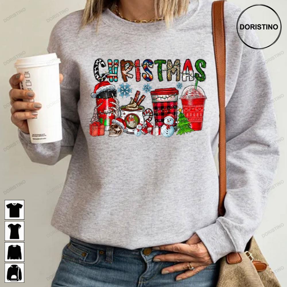 Skull Snow Man Latte Cup Christmas Coffee Drink Awesome Shirts