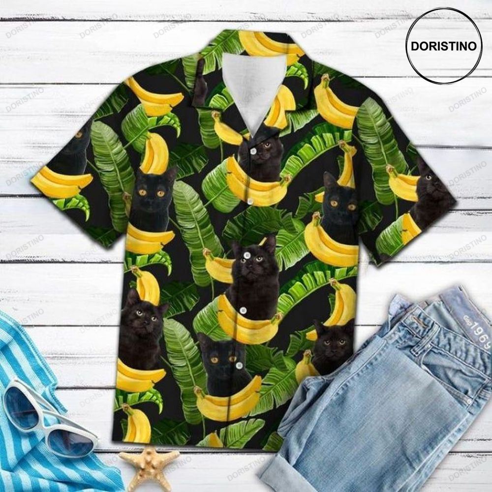 Black Cat Forest Banana Limited Edition Hawaiian Shirt