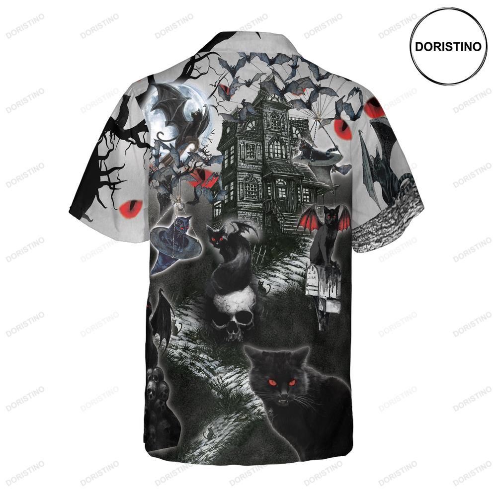 Black Cats Are Flying Halloween Halloween For Men And Women Awesome Hawaiian Shirt