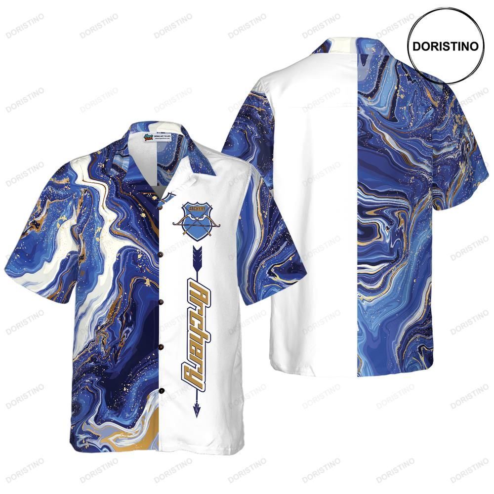 Blue Marble And Gold Archery Awesome Hawaiian Shirt