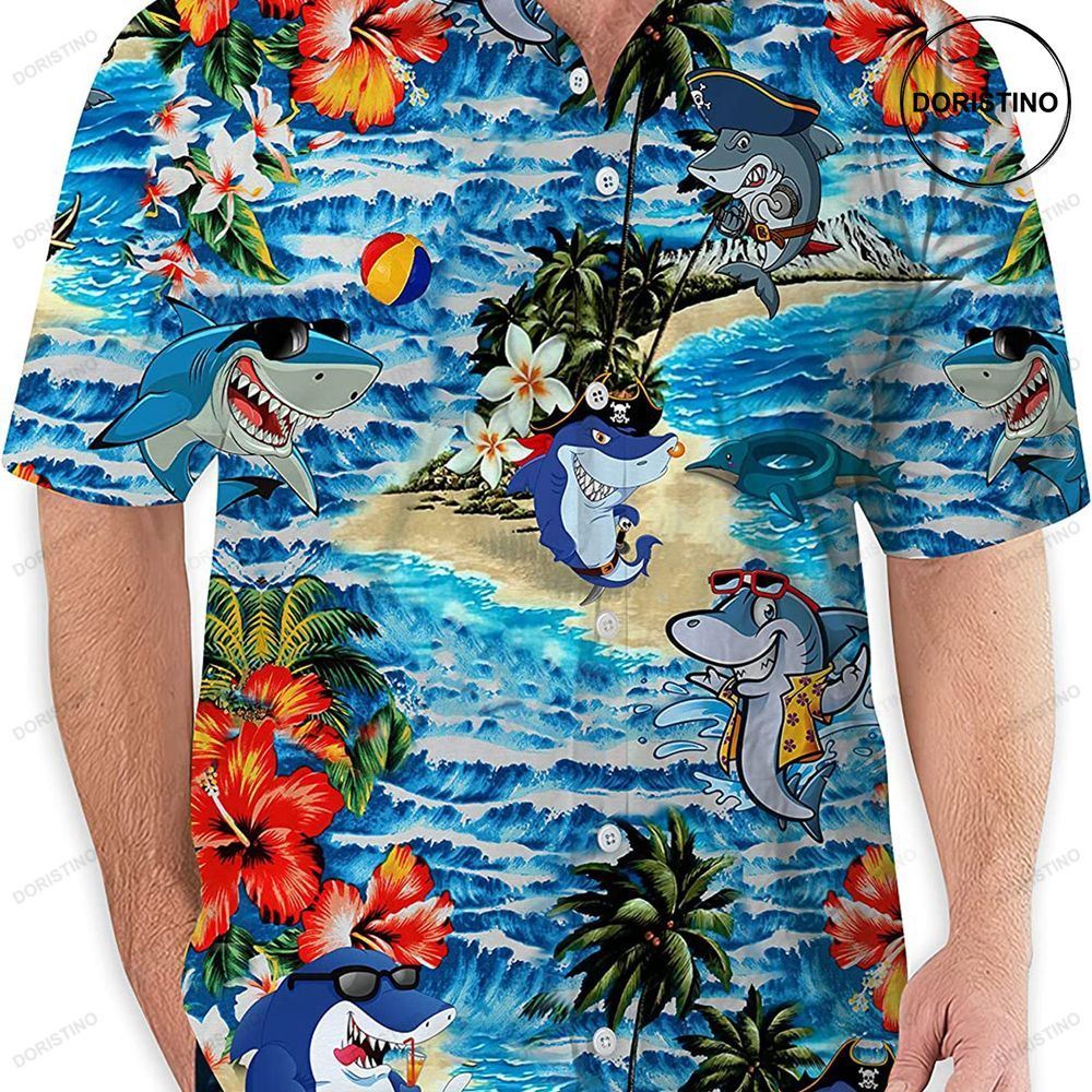 Blue Sharks Flower Limited Edition Hawaiian Shirt