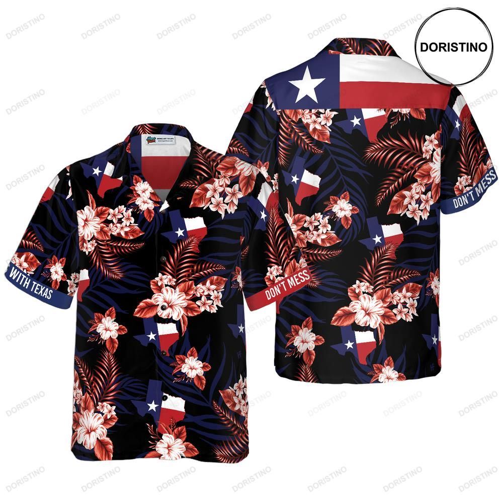 Bluebonnet Don't Mess With Texas For Men Black Version Texas State Proud Texas Awesome Hawaiian Shirt