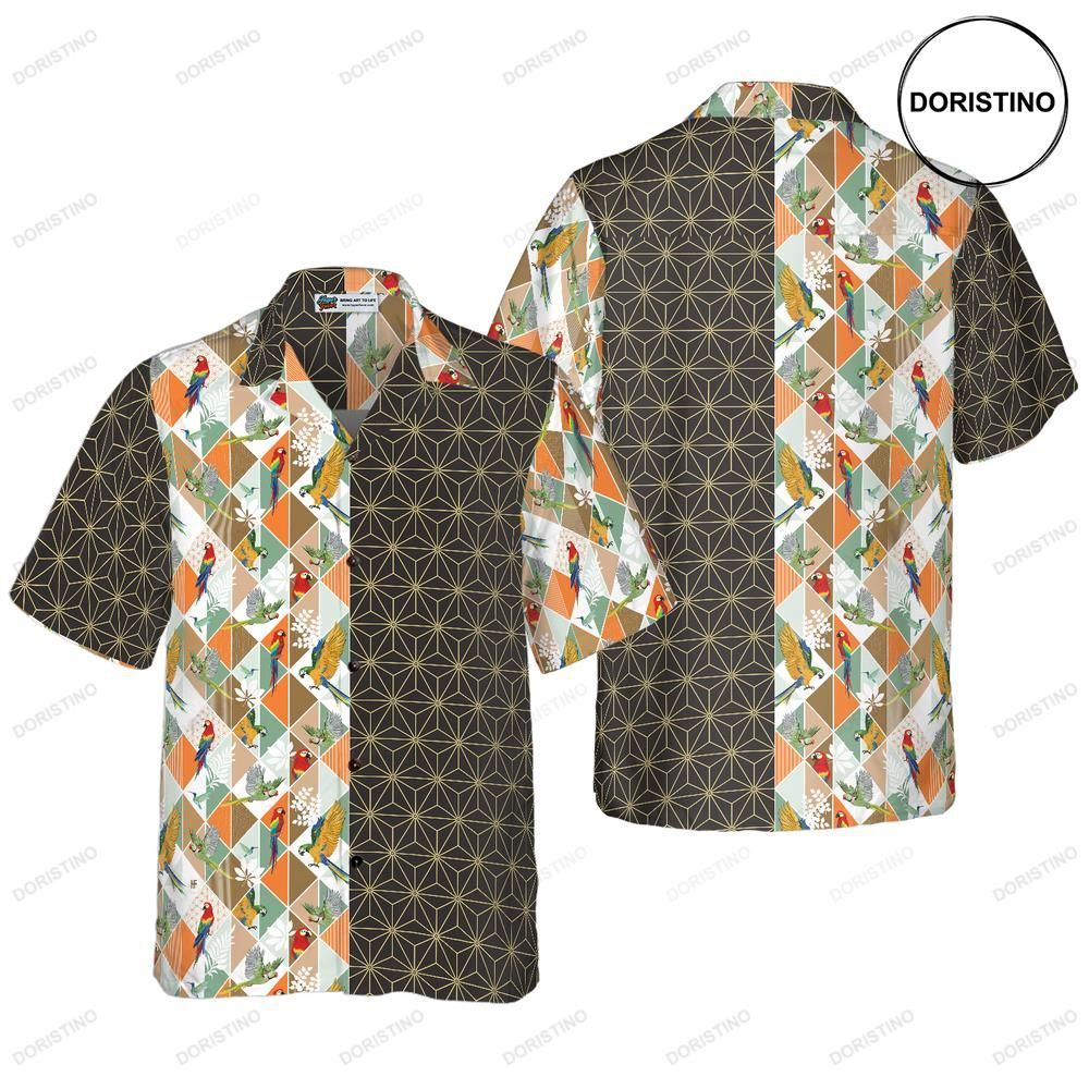 Bold Geometric Parrot Palm Limited Edition Hawaiian Shirt