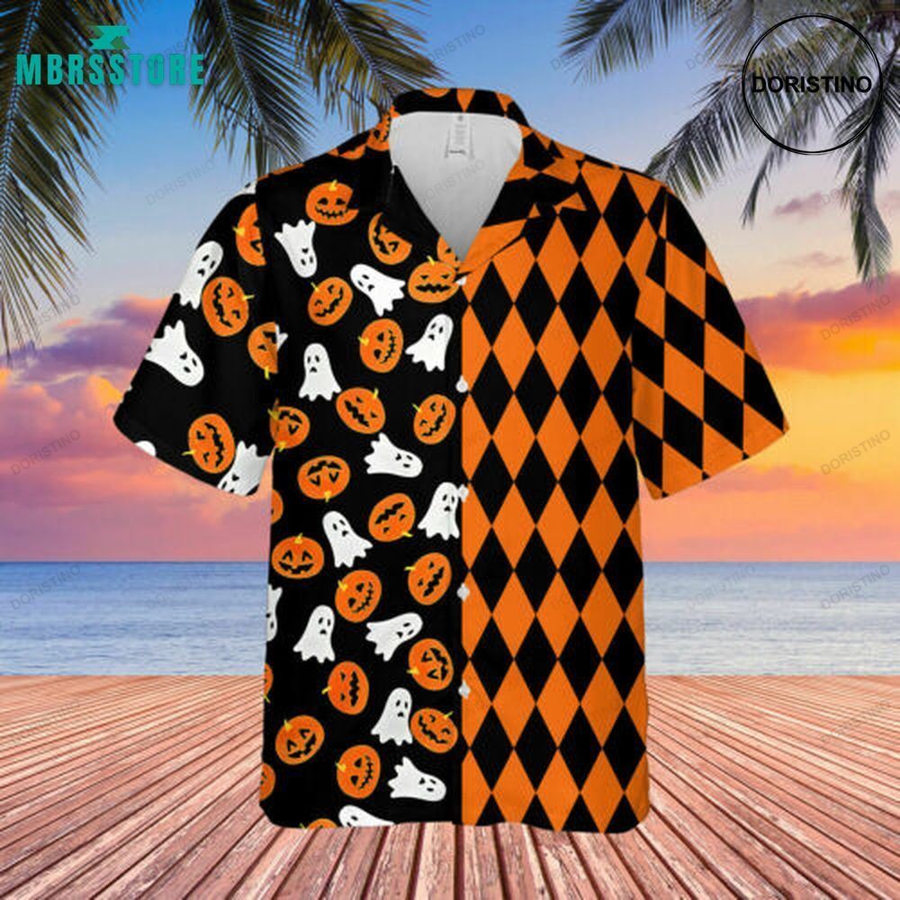 Boo Pumpkin Aloha Quirky Funky Weird Funny Unisex Hawaiian Shirt